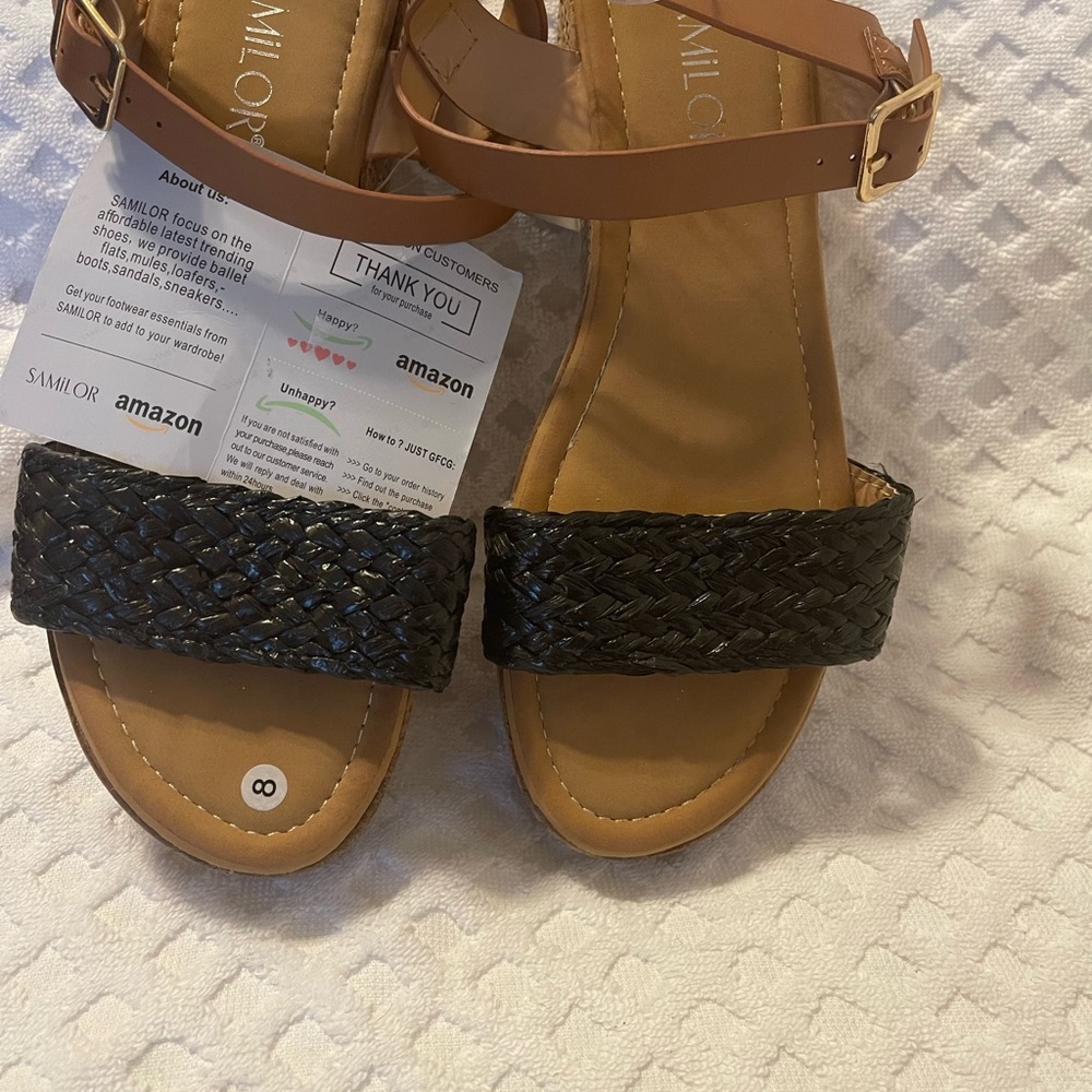 Samilor Women's Platform Wedge Sandals Open Toe Elastic Ankle
Strap